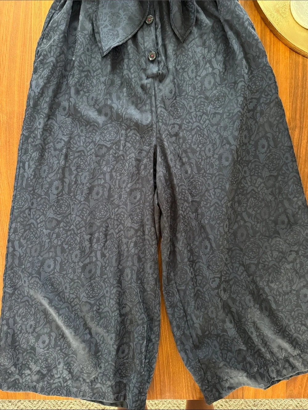 Ett:Twa James by Anthropologie Tie-Waist Button-Front Jumpsuit, Dark Navy Sz 12 - Picture 11 of 15